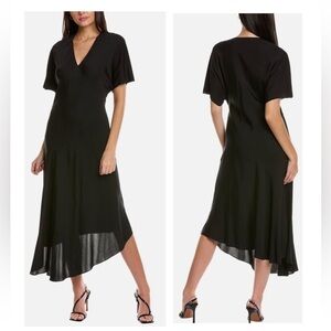 Theory Georgette Silk Asymmetrical Bias-Cut V-neck Midi
Slip Dress NEW Small